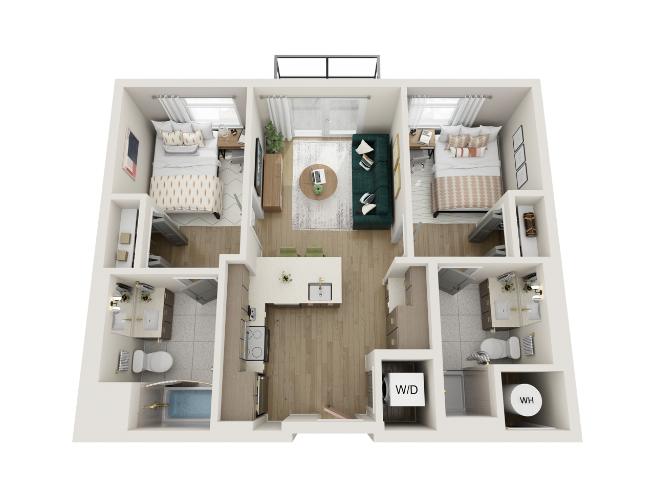 The Perry 2x2 floorplan at Sweetwater in Gainesville.