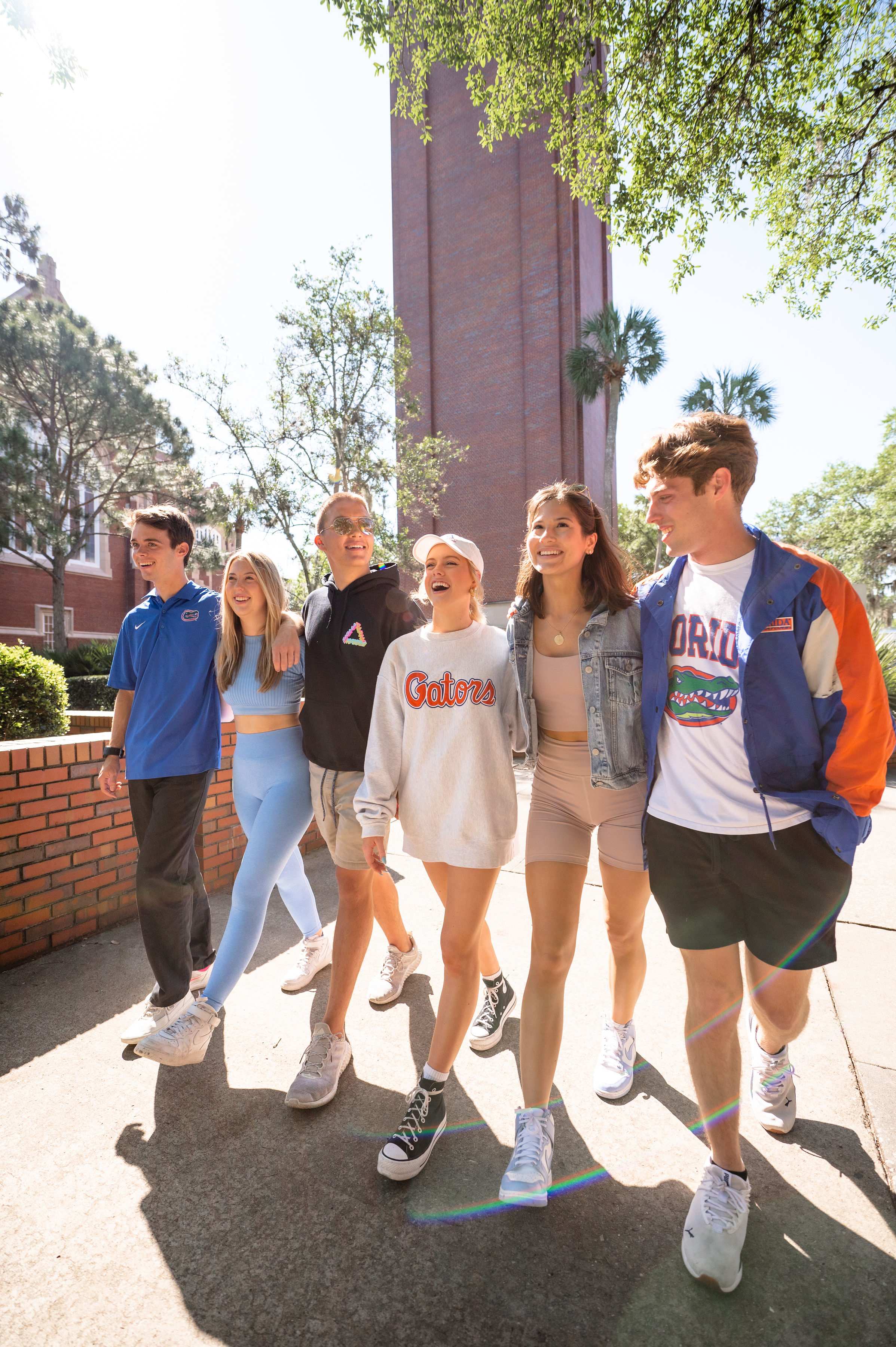 A group of six UF students go on a walk around campus near century tower in Gainesville Florida