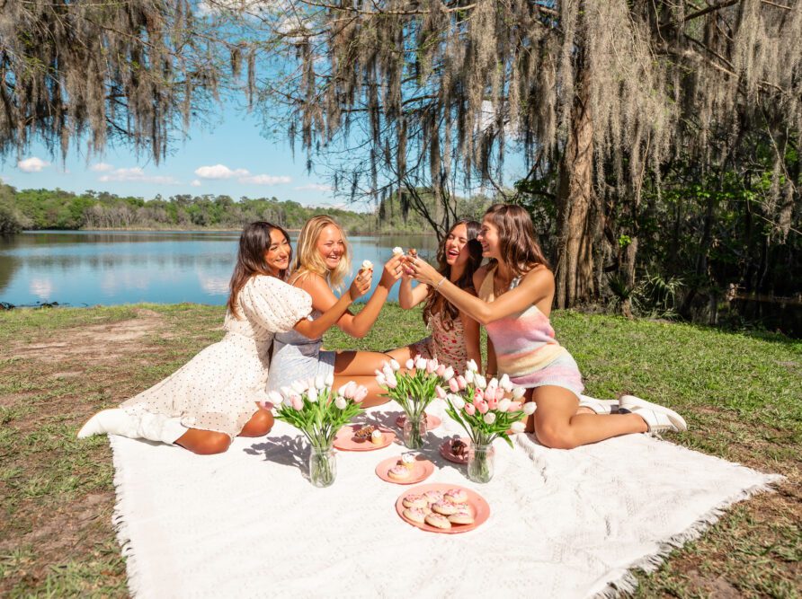 4 girls having picnic