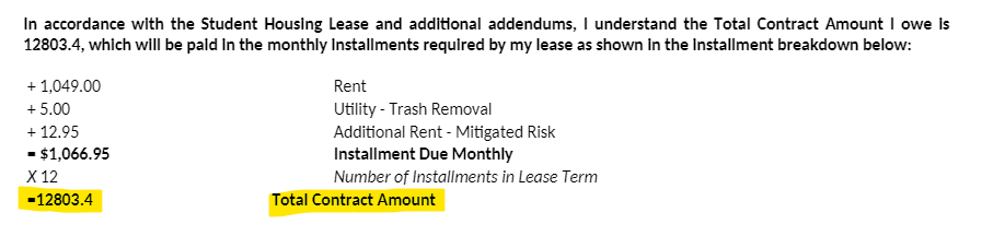 Rent Abatement Example Calculation